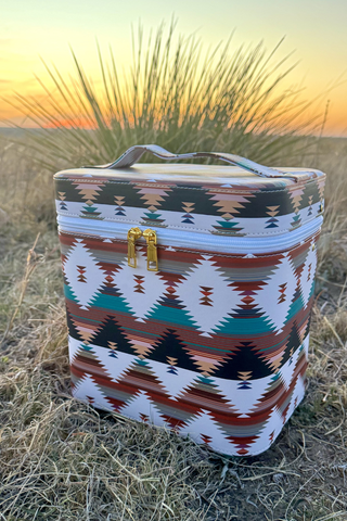 Wild Plains Western Makeup Box — Aztec & Southwest Style Organizer