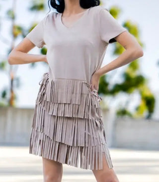 Western Suede Fringe Dress
