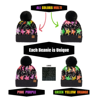 CC Sequin Fur Pom Beanie