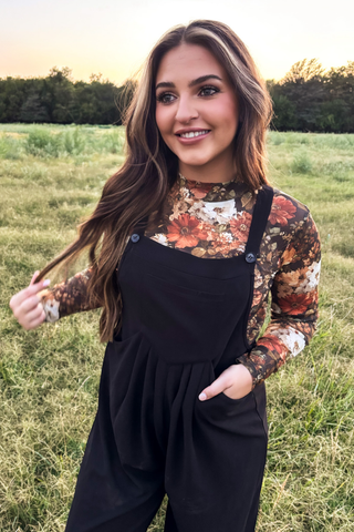 Night Sky Black Raw Hem Jumpsuit