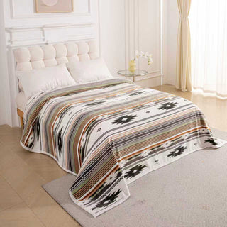 Gray & Green Southwest Aztec King Size Super Plush Blanket