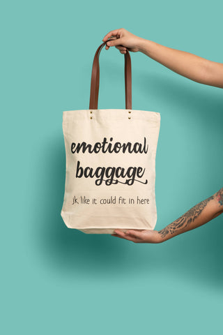 Emotional Baggage Tote Bag (grocery, unique, canvas, leather