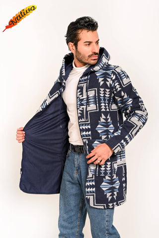 Hoodie Coat with Full Zipper,Santa Fe Navy