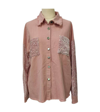 Holiday Sequin patchwork oversized denim jacket