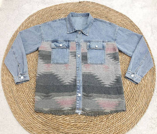 Women's Aztec Oversized Denim Jacket