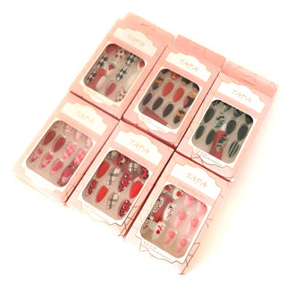 Multi Design Almond Fake Nail Set SS1112-35 (12PC)