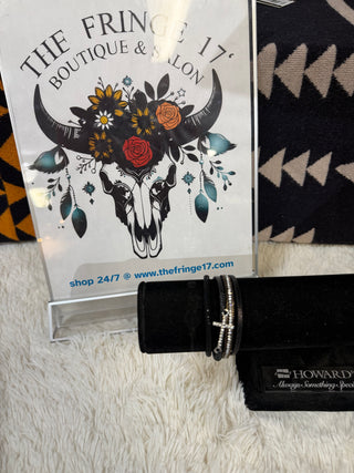 Western Cross Leather Magnetic Clasp Bracelet