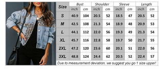 Women's Leopard Patchwork Denim Jacket – Short Western Street Style