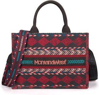 Montana West - Montana West Boho Print Canvas Tote/Crossbody: Burgundy