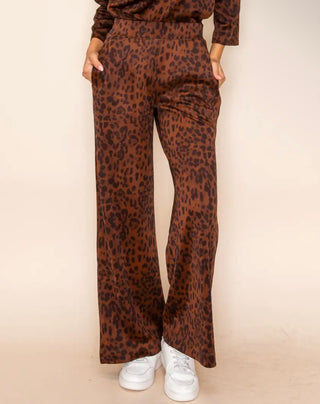 Leopard Print Wide Leg Pull-On Pants
