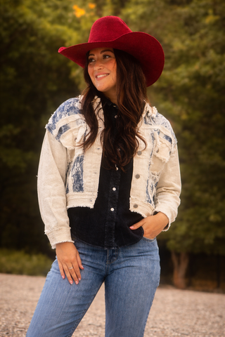 Western Tapestry Patchwork Denim Jacket