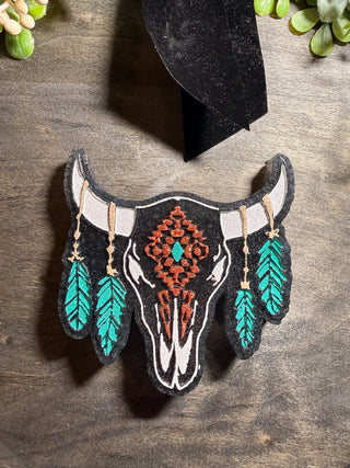Aztec Bull With Feathers Car Freshie | Western Scented Air Freshener