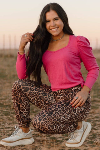 Hear Me Roar Leopard Print Jogger Pants | Western Boho Style
