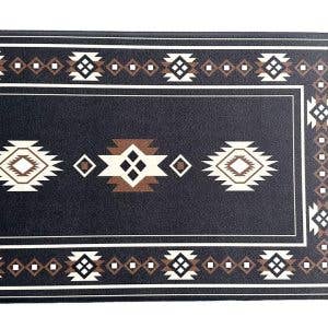Aztec Kitchen Floor Mats-Black