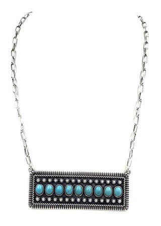 Western Stone Bubble Metal Plate Necklace