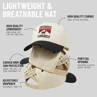 Criss Cross 2-Tone Hat - Long Live Cowgirls - Black/Beige