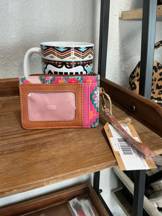 Western Cow Skull Wristlet Wallet – Multi-Color Aztec Print
