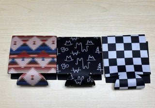 Checkerboard Stubby Can Coozie 2-Pack