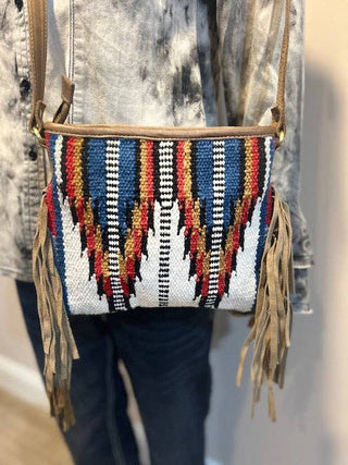 Women's Aztec Western Fringe Crossbody Bag