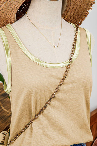 Metallic Sheen Edge Scoop Neck Tank Top