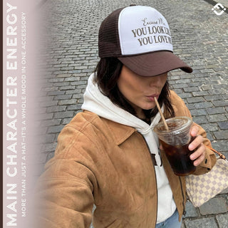 Foam Trucker Hat - You Look Like You Love Me - Brown/White