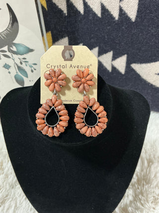 Western Flower and Teardrop Studded Earrings