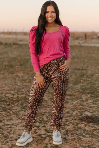 Hear Me Roar Leopard Print Jogger Pants | Western Boho Style