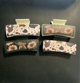 Highlander cow print hair clips