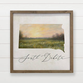 North Dakota Wall Art - Wood Frame - Custom Canvas Art