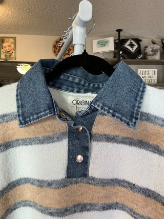 Denim Collar Boyfriend Polo