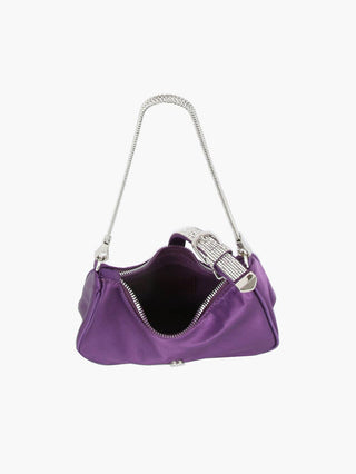 Handbag Factory Corp - Rhinestone Buckle Hobo Handbag: PURPLE