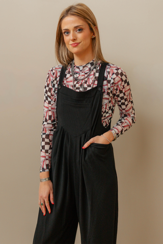 Night Sky Black Raw Hem Jumpsuit