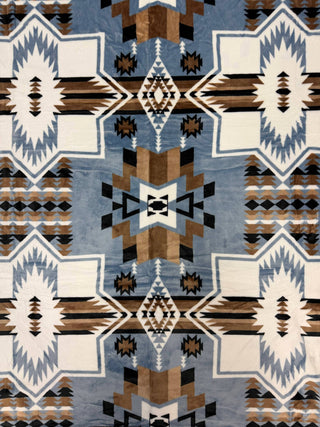 Blue Southwest Aztec King Size Super Soft Plush Blanket
