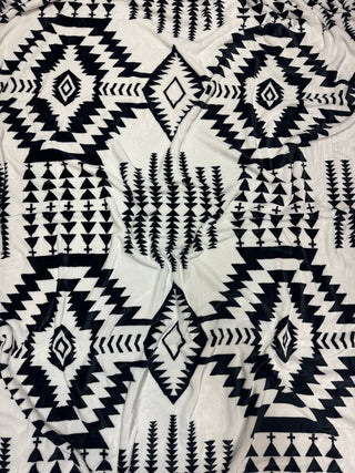King Size Blanket | Black & White Southwest Aztec Super Soft Plush