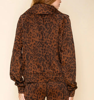 Brown Leopard Print Zip Up Jacket
