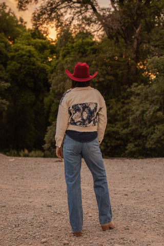 Western Tapestry Patchwork Denim Jacket