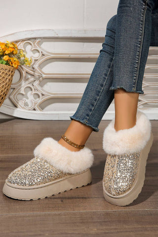 1 the Woman - Sequin Plush Lined Thick Sole Snow Boots