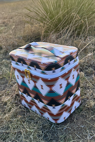 Wild Plains Western Makeup Box — Aztec & Southwest Style Organizer