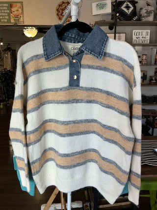 Denim Collar Boyfriend Polo
