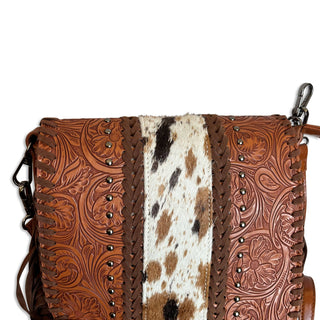 Brown Cowhide Western Crossbody Fringe Bag With Adjustable Strap For Kids Essentials
