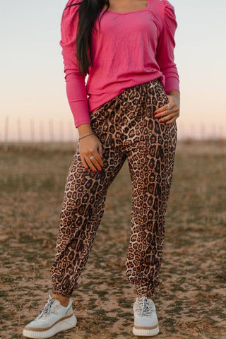 Hear Me Roar Leopard Print Jogger Pants | Western Boho Style