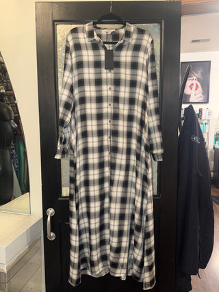 Black & White Checkered Plaid Maxi Duster