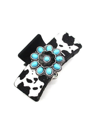 WESTERN COWHIDE STYLE FLOWER CONCHO HAIR CLAW