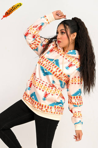 Cream Aztec Hoodie