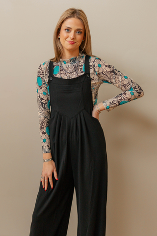 Night Sky Black Raw Hem Jumpsuit