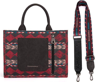 Montana West - Montana West Boho Print Canvas Tote/Crossbody: Burgundy