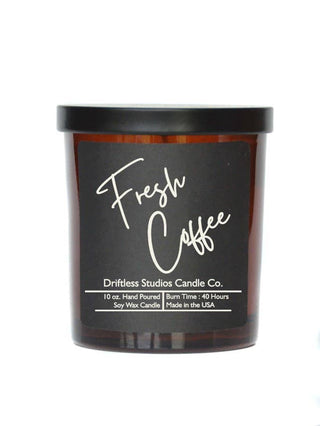 Fresh Coffee Soy Wax Candle | 10 oz Amber Jar with Black Lid