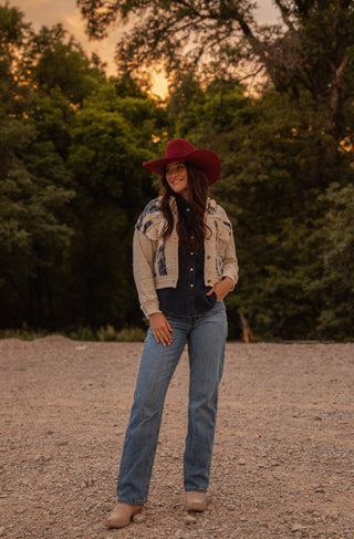 Western Tapestry Patchwork Denim Jacket