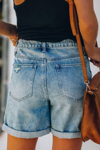Distressed Ripped Denim Shorts