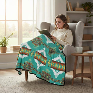 Western Turquoise Throw Blanket – White River Fleece 50x60